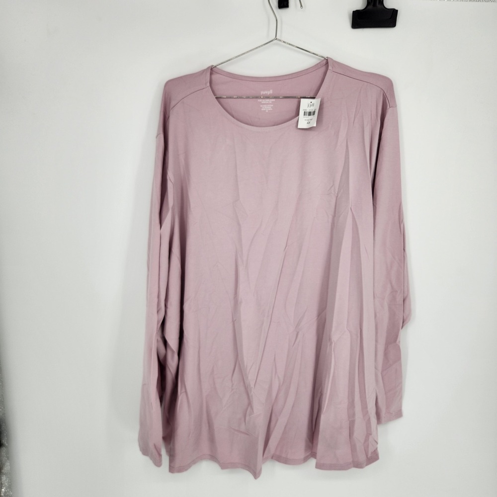 J.Jill Pure Jill Long Sleeve Shirttail Tee Rose Tint Pima Cotton 4X NEW